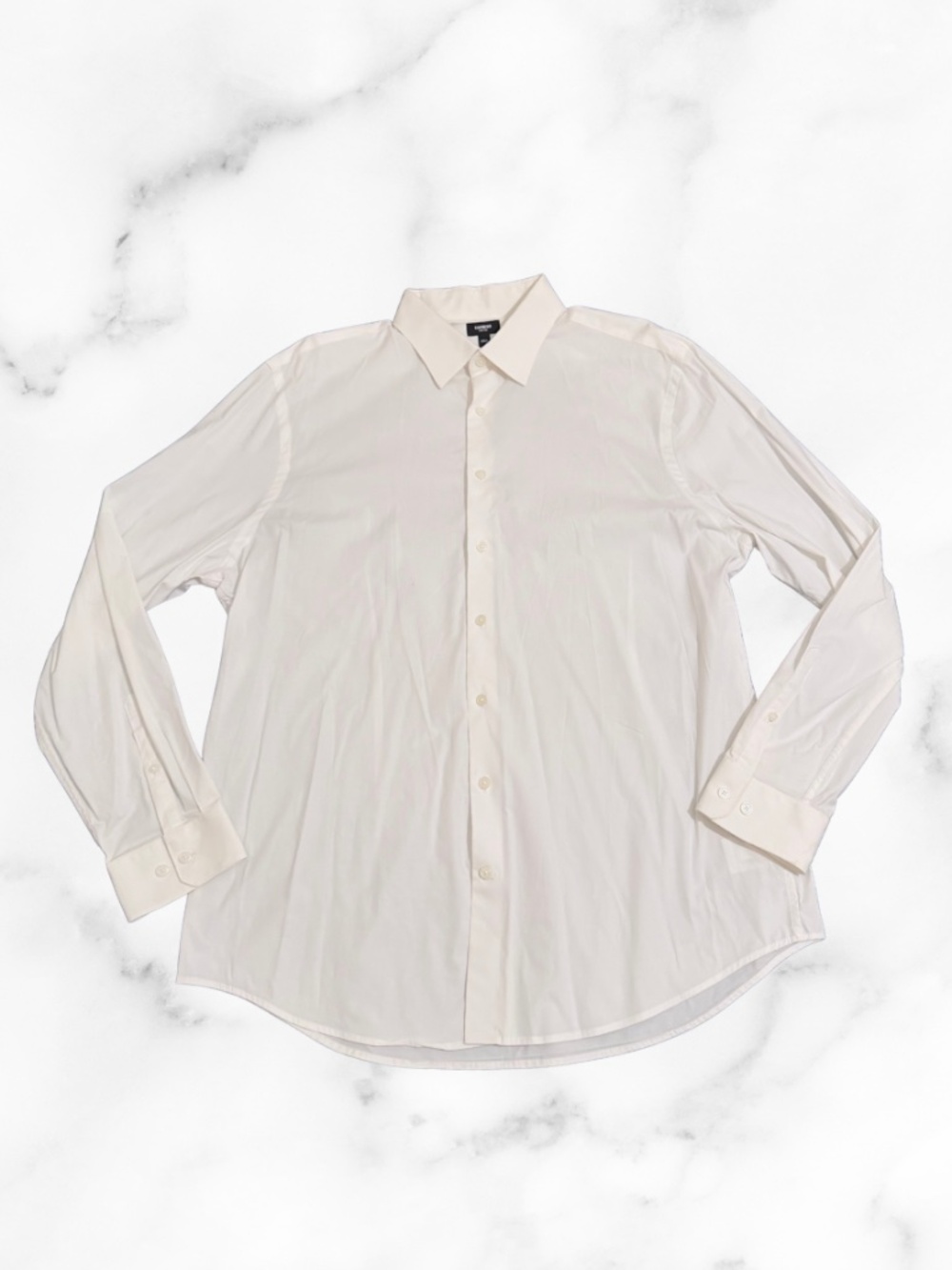 Mens Express Long Sleeve Button Down White Dress Shirt